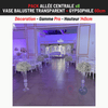 Location Allée Centrale : Vase Balustre Transparent 80cm + Gypsophile 60cm x6