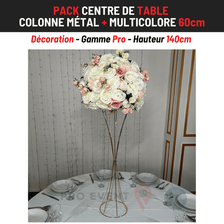 Location Centre de Table : Colonne Métal + Multicolore 60cm