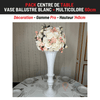 Location Centre de Table : Vase Balustre Blanc + Multicolore 60cm
