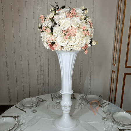 Location Centre de Table : Vase Balustre Blanc + Multicolore 60cm