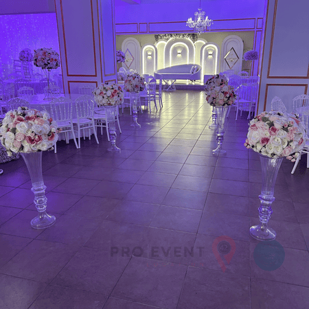 Location Allée Centrale : Vase Transparent 80cm + Multicolore 60cm x6