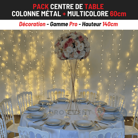 Location Centre de Table : Colonne Métal + Multicolore 60cm