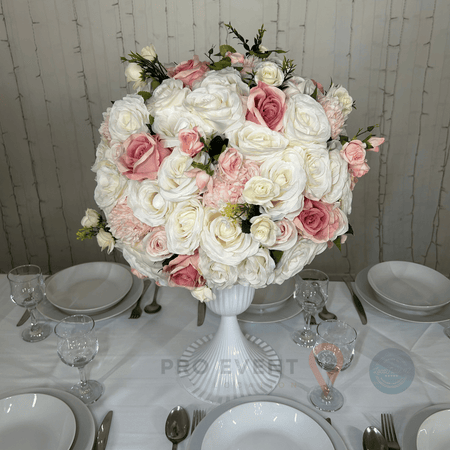 Location Centre de Table : Vase Sablier Blanc + Multicolore 60cm