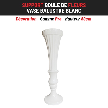 Location Vase Balustre Blanc 80cm