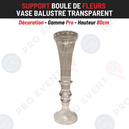 Location de Vase Balustre Transparent 80cm