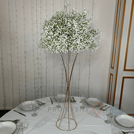 Location Centre de Table : Colonne Métal + Gypsophile 60cm