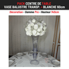 Location Centre de Table : Vase Balustre Transparent + Blanche 60cm