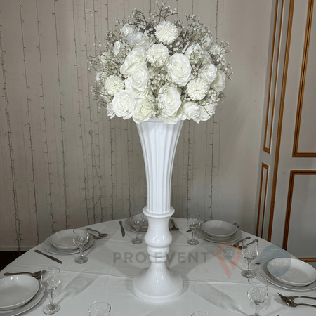 Location Centre de Table : Vase Balustre Blanc + Blanche 60cm