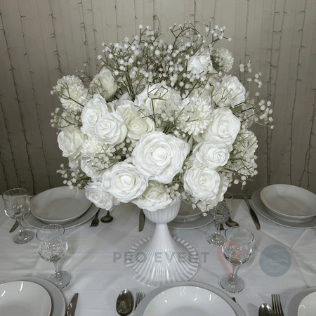 Location Centre de Table : Vase Sablier Blanc + Blanche 60cm