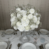 Location Centre de Table : Vase Sablier Transparent + Blanche 60cm