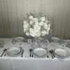 Location Centre de Table : Vase Sablier Transparent + Blanche 60cm