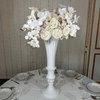 Location Centre de Table : Vase Balustre Blanc + Rosa 50cm