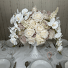 Location Centre de Table : Vase Sablier Blanc + Rosa 50cm