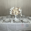 Location Centre de Table : Vase Sablier Blanc + Rosa 50cm