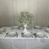 Location Centre de Table : Vase Sablier Blanc + Gypsophile 60cm