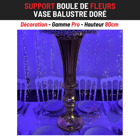 Location Vase Balustre Doré 80cm