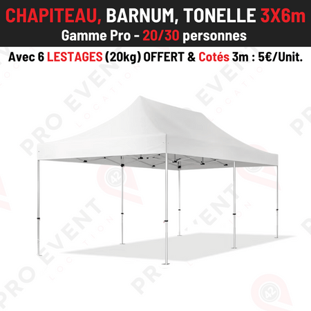 Location Chapiteau Automatique 3x6m (Avec 6 lestages 20kg inclus)