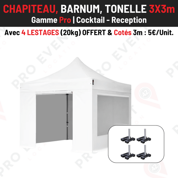 Location Chapiteau Automatique 3x3m (Avec 4 lestages 20kg inclus)