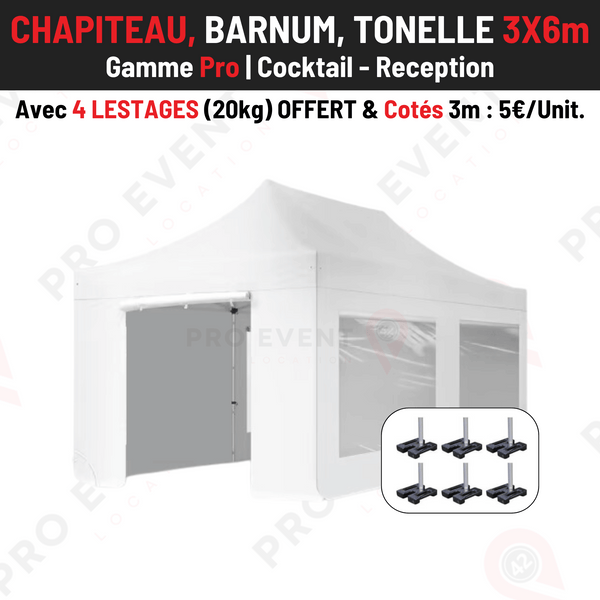Location Chapiteau Automatique 3x6m (Avec 6 lestages 20kg inclus)